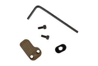 The Timber Creek Outdoors AR Extended Magazine Release Button features an FDE Cerakote finish
